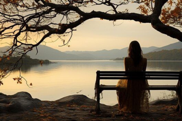 lady sitiing in beach single
